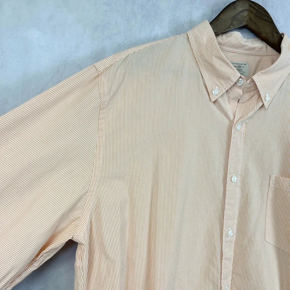 J Crew Mens Button Front Dress Shirt XL‎ 17-17 1/2 Preppy Stripe Cotton Heritage
